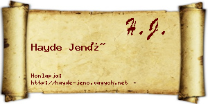 Hayde Jenő névjegykártya